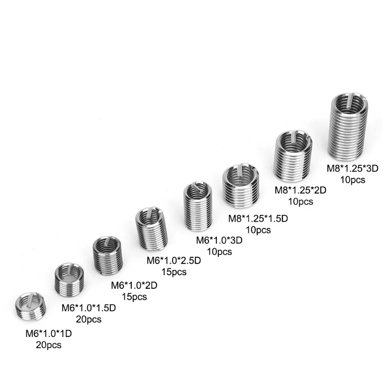 110pcs M6-M8/1D-3D Coiled Wire Thread Insert Stainless Steel Thread Screws Sleeve Set