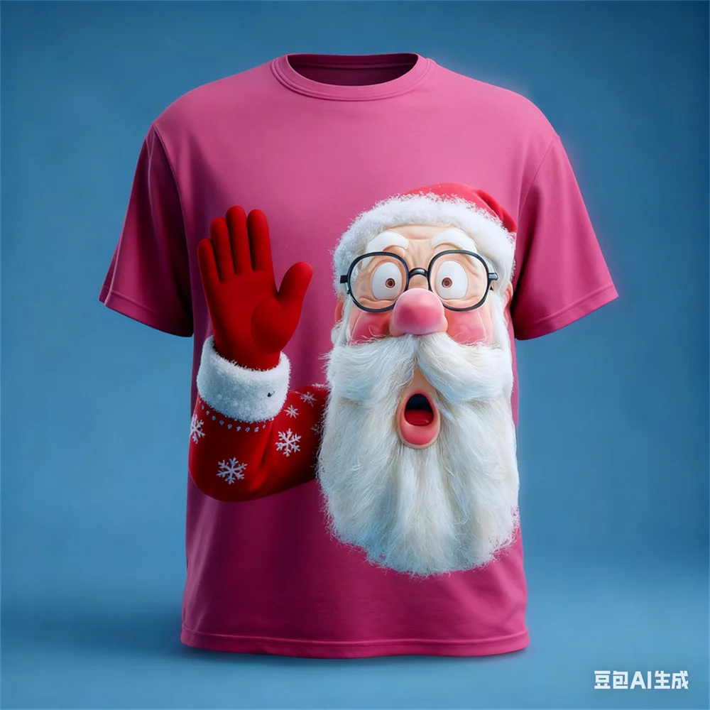 عيد الميلاد تي شيرت رجالي سانتا كلوز ثلاثية الأبعاد نمط طباعة الرجال والنساء الجولة الرقبة تي شيرت عيد الميلاد الجرافيك تي شيرت الرجال الملابس