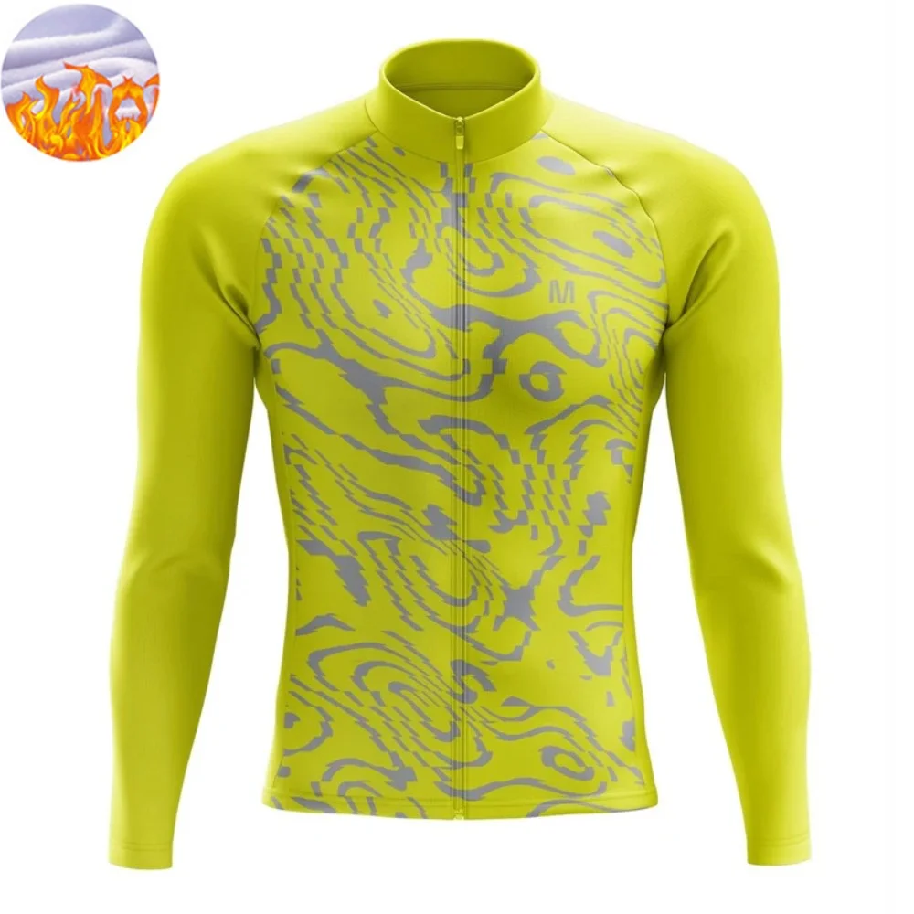 

Зима -5-10 ℃ Мужская термофлисовая велосипедная куртка для спорта на открытом воздухе, велосипедный трикотаж, велосипедная профессиональная гоночная одежда, топы для велоспорта Mtb 2025