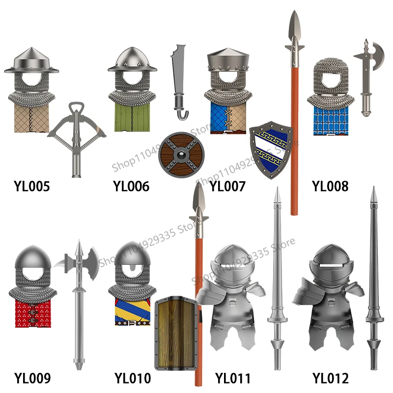 DY331-DY333 M141-M143 Cavaleiros Militares Medievais Blocos de Construção Cavalaria Gótica Armadura Warhorses Figuras Acessórios Tijolos Brinquedos