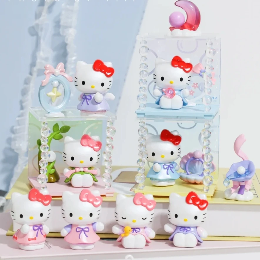 Genuine hellokitty blind box pearlescent dream series micro box kt Hello Kitty hand-made scene desktop decoration doll holiday g