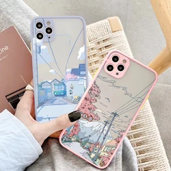 Japanese Anime Painted House scenery Phone Case For iPhone 16 11 X XR XS 14 13 12 15 Pro Max 7 8 Plus SE2 Hard Matte Covers