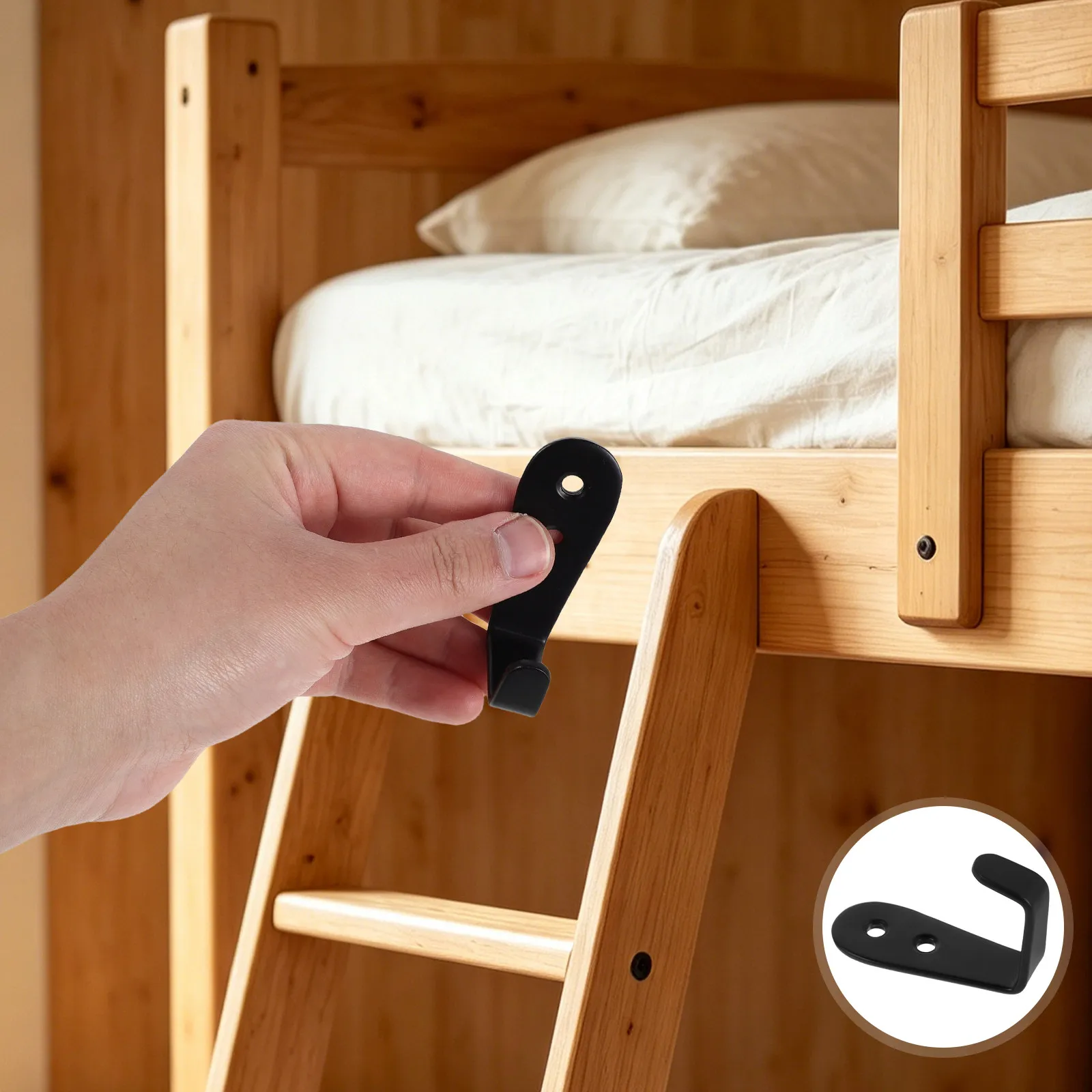 4Pcs Bunk Bed Ladder Hooks Metal Loft Ladder Brackets for Straight Spiral Stairs Secure Climb Dormitory Childrens Bed Hardware