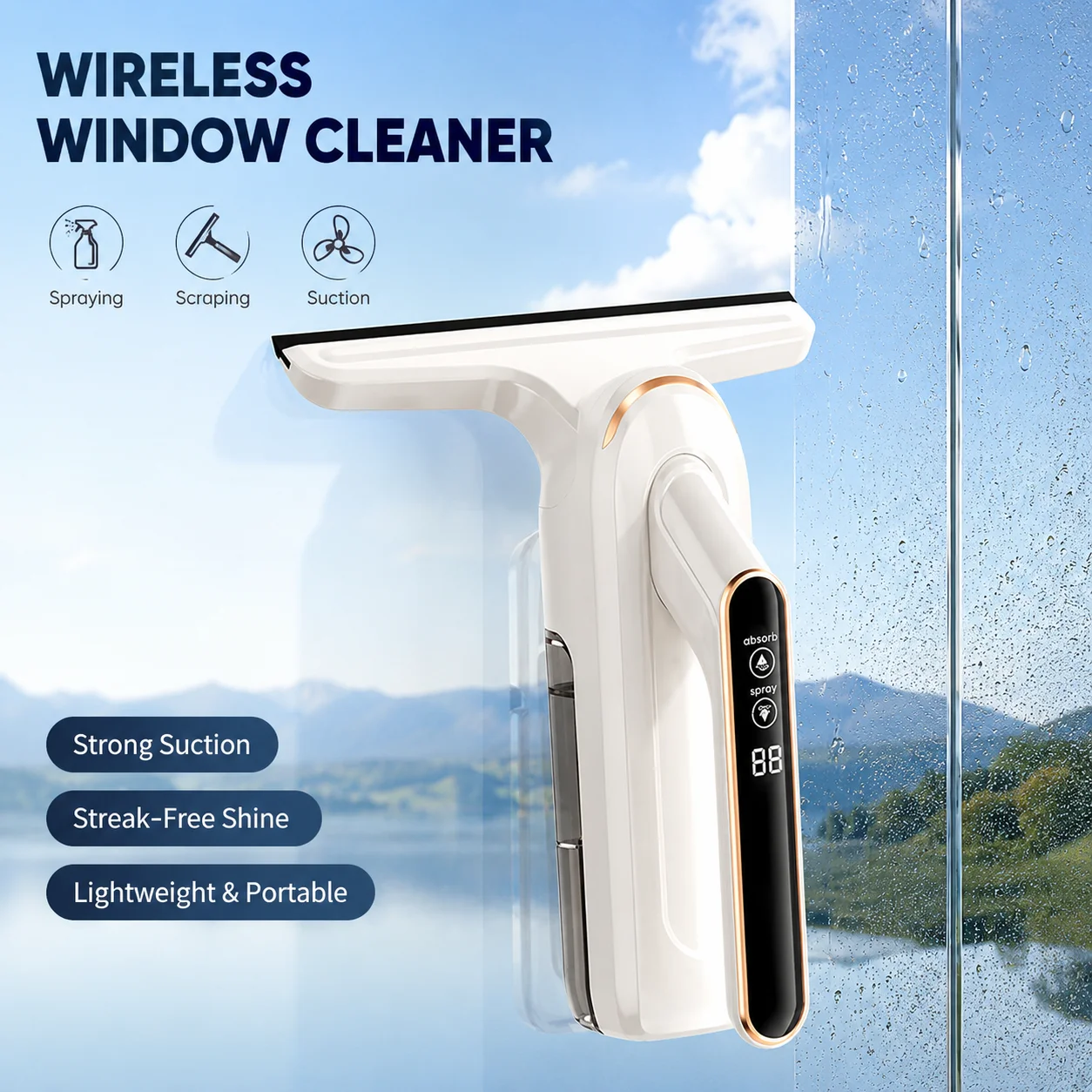 3 in 1 Electric Window Cleaner Multifunctional Automatic spray Handheld Wireless collection sewage Portable Glass Cleaning Tools