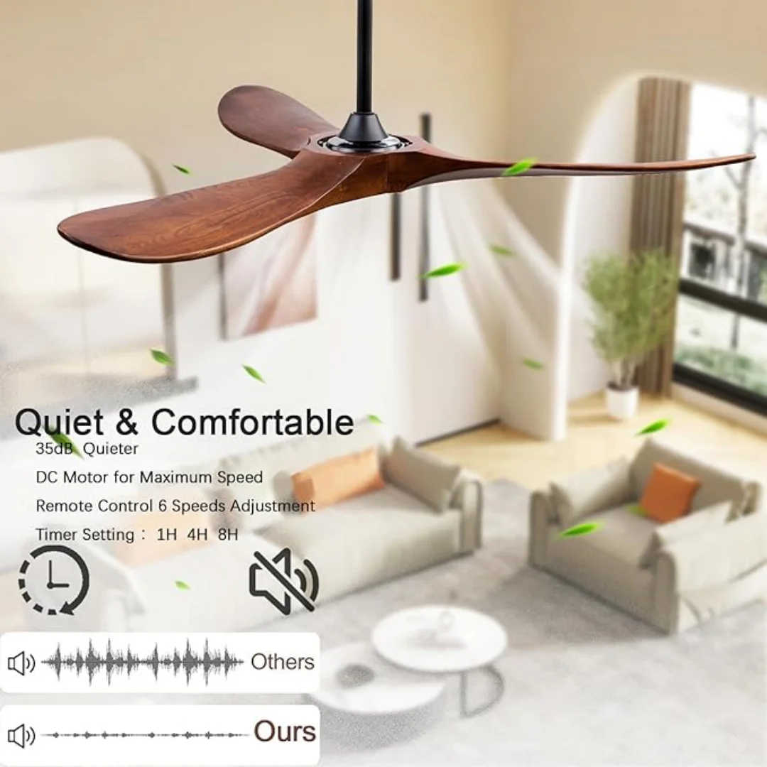 42/52/60 Inch Ceiling Fan With Light 85-265V Wooden Ceiling Fans Remote Control Decorative Blower Retro Large Fans