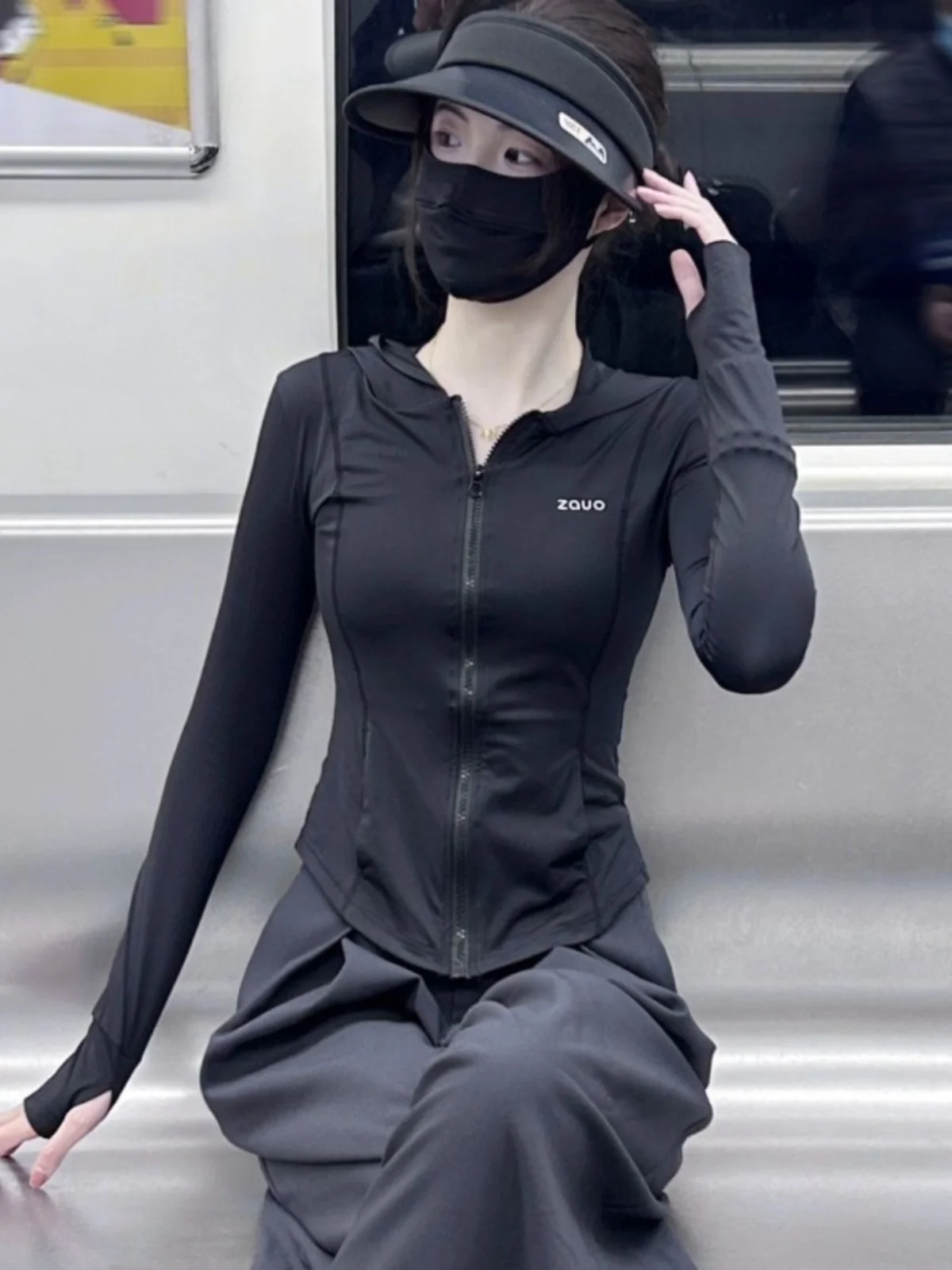 

Korean Sle ort Sve Sun Protection irt Women's Spring Summer Thin Breathable Original Yarn pe Face Slimming ort H...