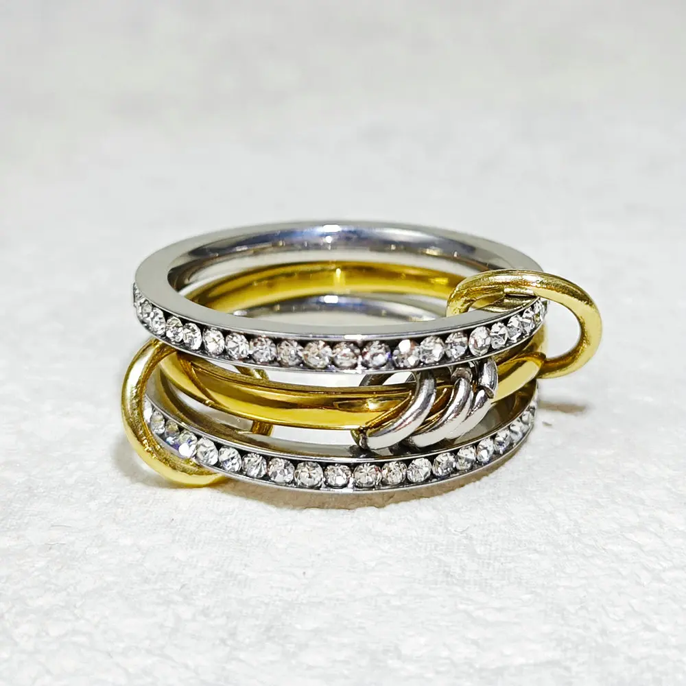 الجليد خارج تشيكوسلوفاكيا الفولاذ المقاوم للصدأ التراص خواتم للنساء متعدد الارتباط متصلة سبينلي حلقة كومة مجموعة مجوهرات الأصابع هدية اتجاهات 2025 #3