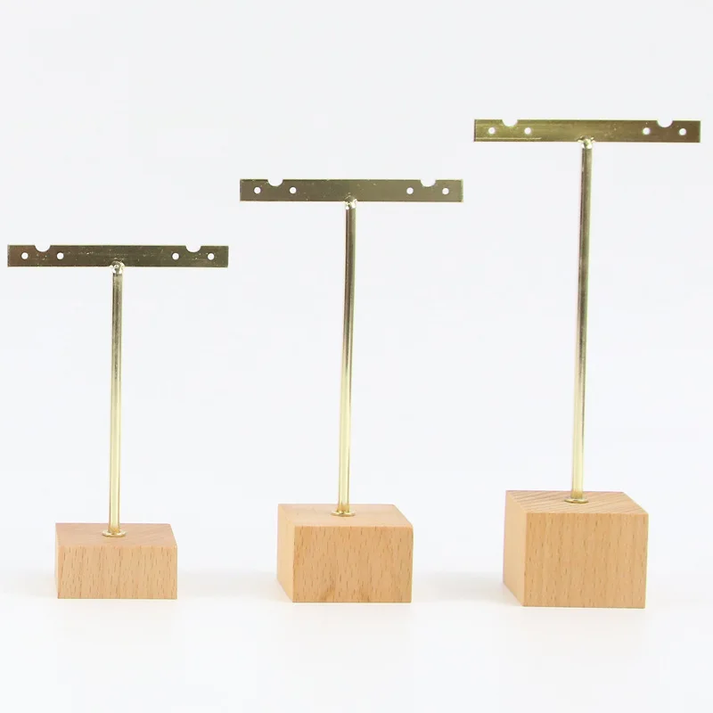 3pcs/lot Jewelry Display for earrings T-Bar Wooden Base Earrings Rack Holder Earrings Organizer Showcase Ear Studs Stand