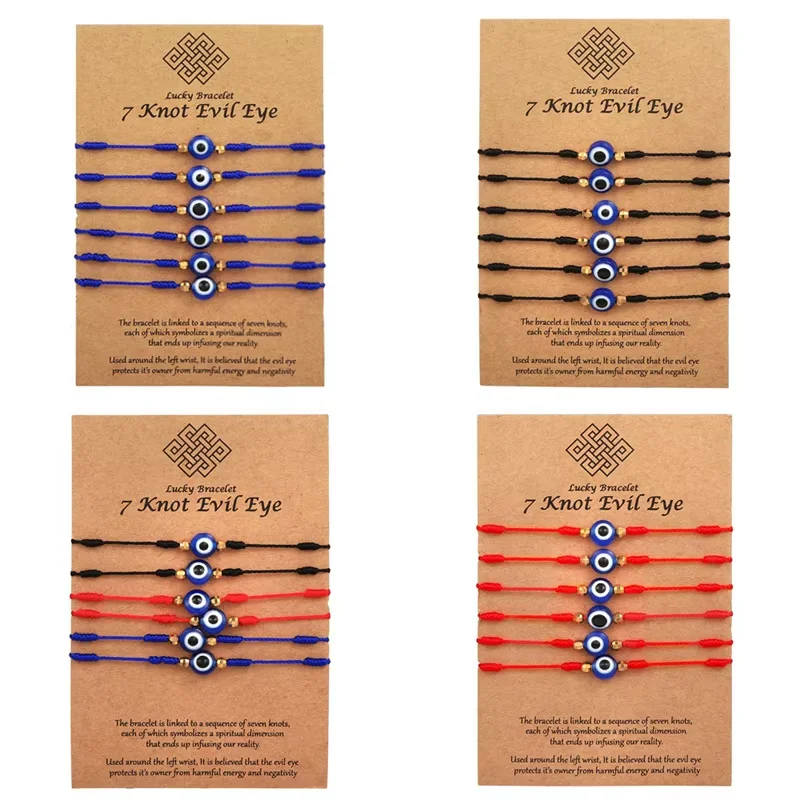 6Pcs Evil Eye Bracelets Set For Women Men 7 Knot Braided Rope Wrist Hand Bracelets Love Friendship Jewelry