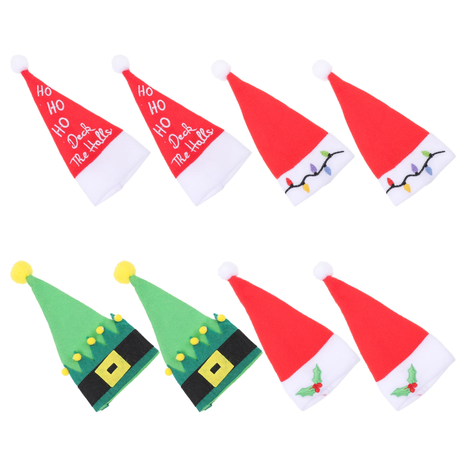 

8pcs Christmas Tableware Pocket Dinning Decor Mini Fork Cover Cotton Thread Xmas Supply Holder Set Home