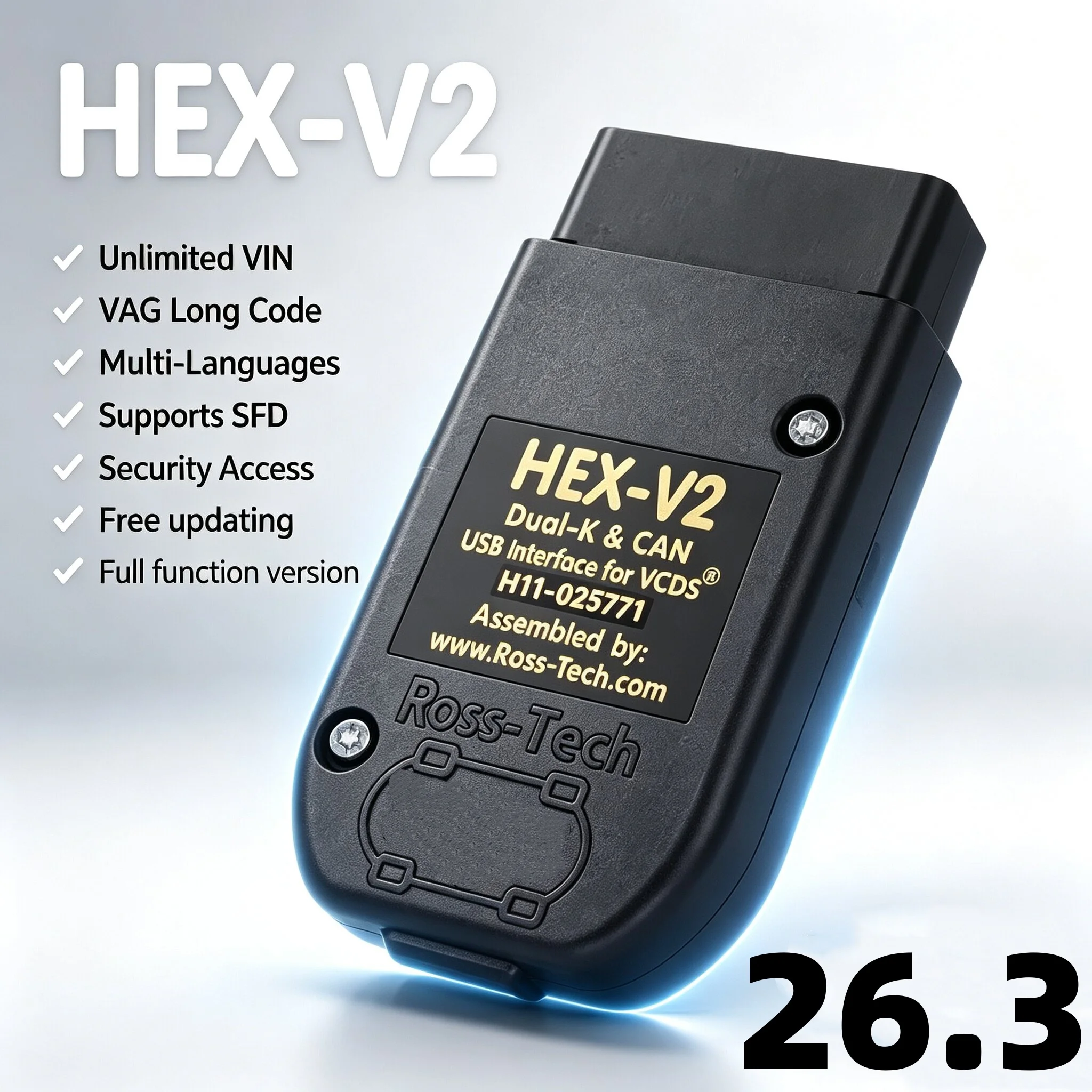 HEX V2 VAGCOM For VCDS 2026.3 Full Version Support Online Free Update Multi-Language Car Diagnostic Tool