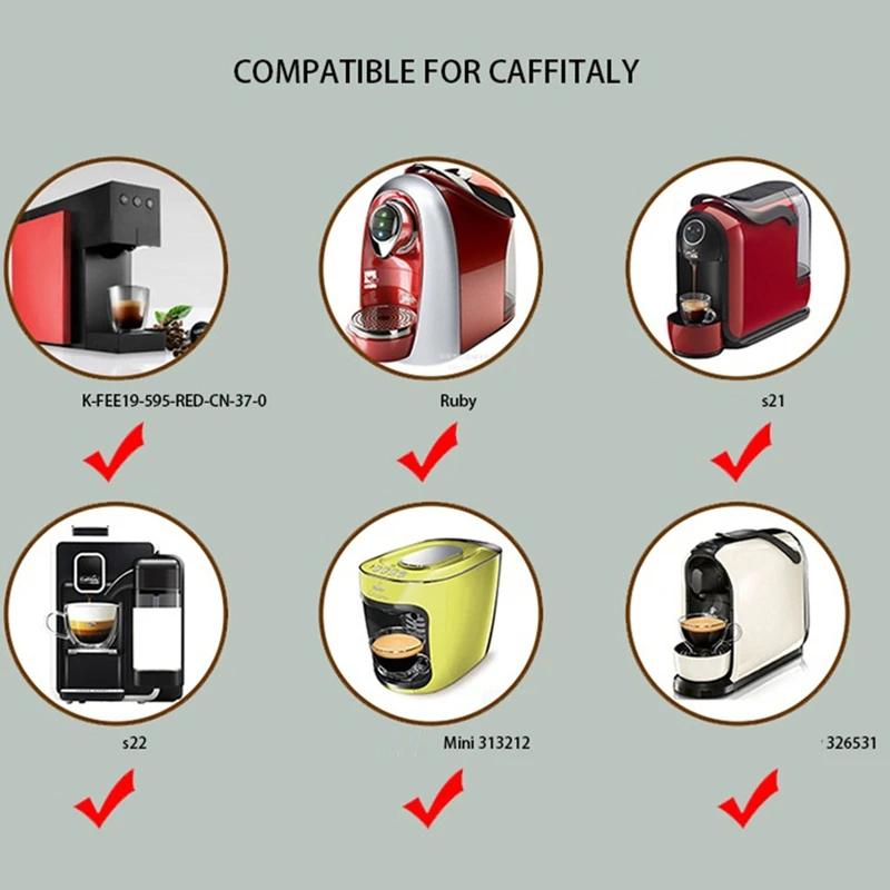 Capsules de filtre à café réutilisables pour Caffitaly, dosettes de café en plastique de qualité alimentaire, rechargeables, quotidiennes, S21, S22, 6 pièces