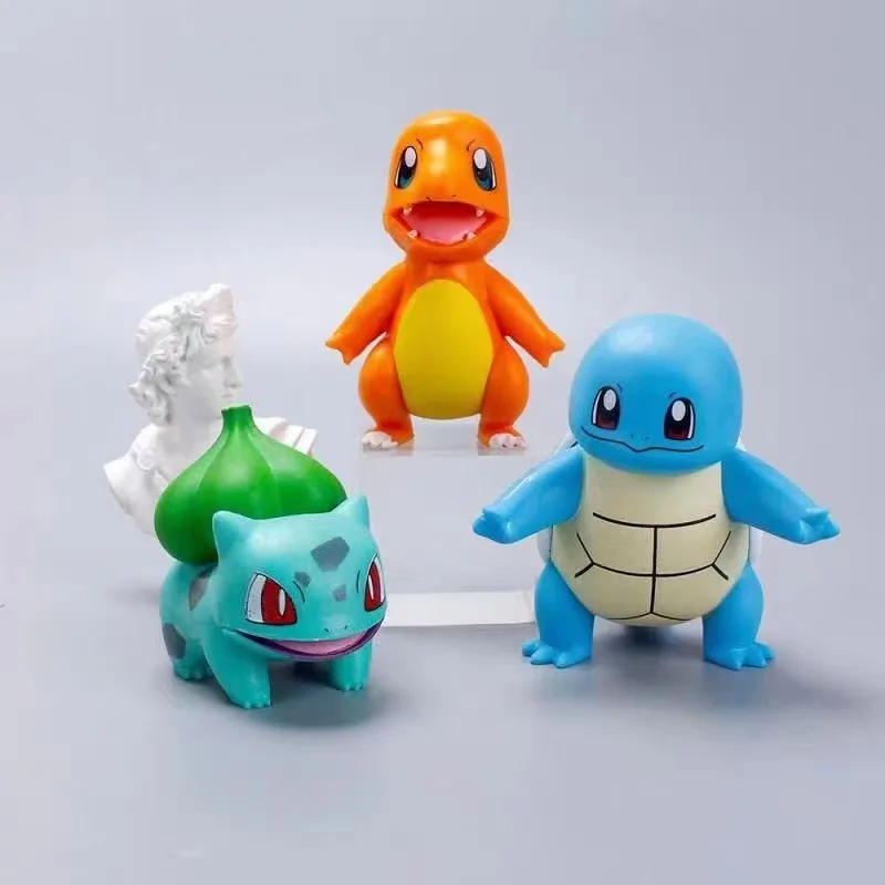 6PCS Pokemon Anime Figure Toys Pikachu Squirtle Charmander Decoration Ornaments Action Figure Car Accessories Kid’s Gift