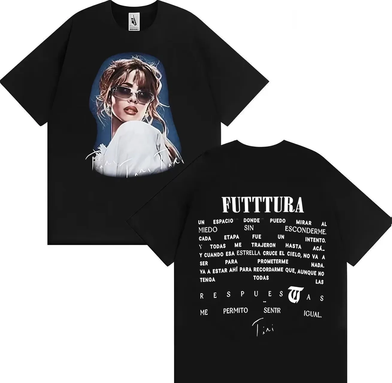 Camiseta con estampado de la gira mundial Futura 2026 de Tini Stoessel, 100% algodón, unisex, cuello redondo, estilo Y2K, hip hop, manga corta, para hombre