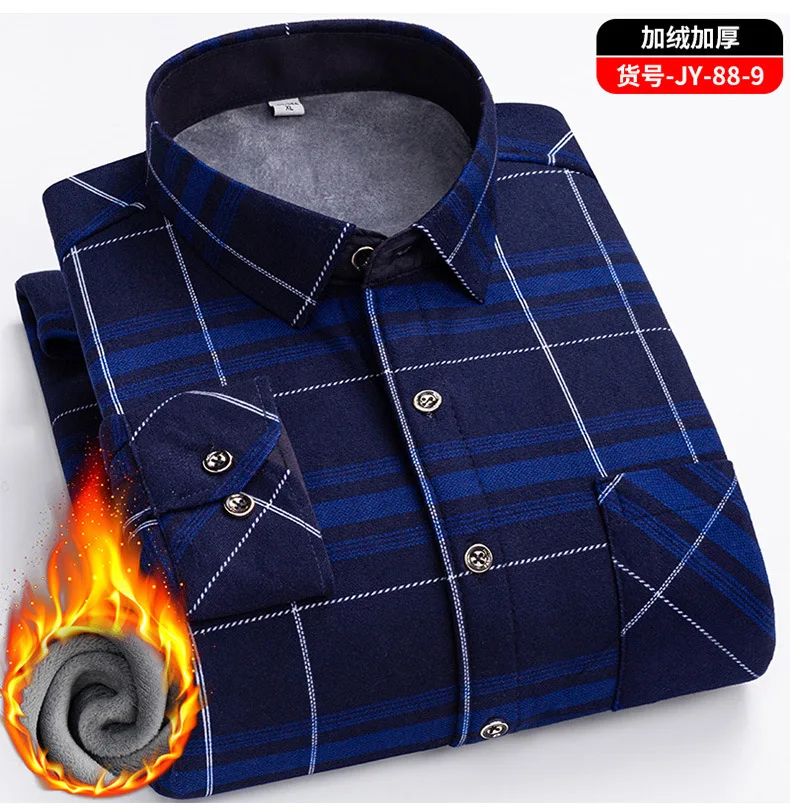 

Мужская теплая рубашка с длинными рукавами на флисовой подкладке, двустороннее бархатное клетчатое нижнее белье, зимняя модная домашняя одежда в стиле папы среднего возраста