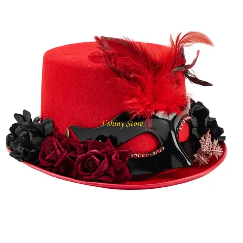 N58F Gothic Mask Hat For Men And Women For Festivals And Photo Comfortable Wear