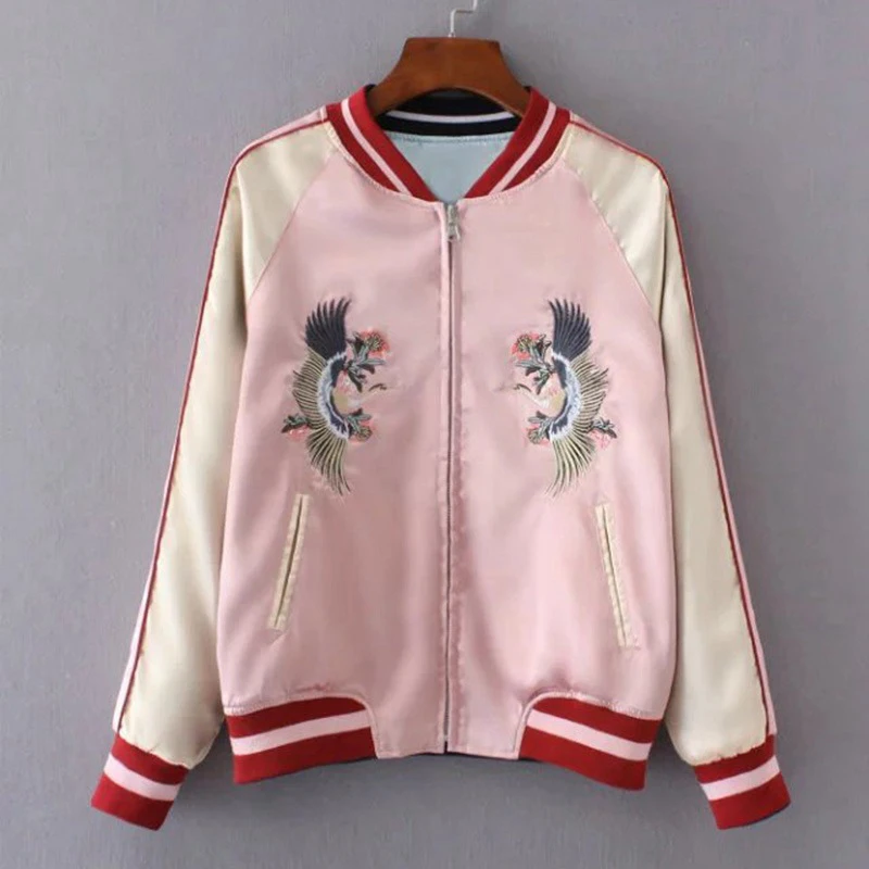 🔥Sukajan Tiger Embroidered Women Bomber Baseball Jacket Japan Harajuku Female Coat Sukajan 2023 Girls Clothing Two Sides Wear