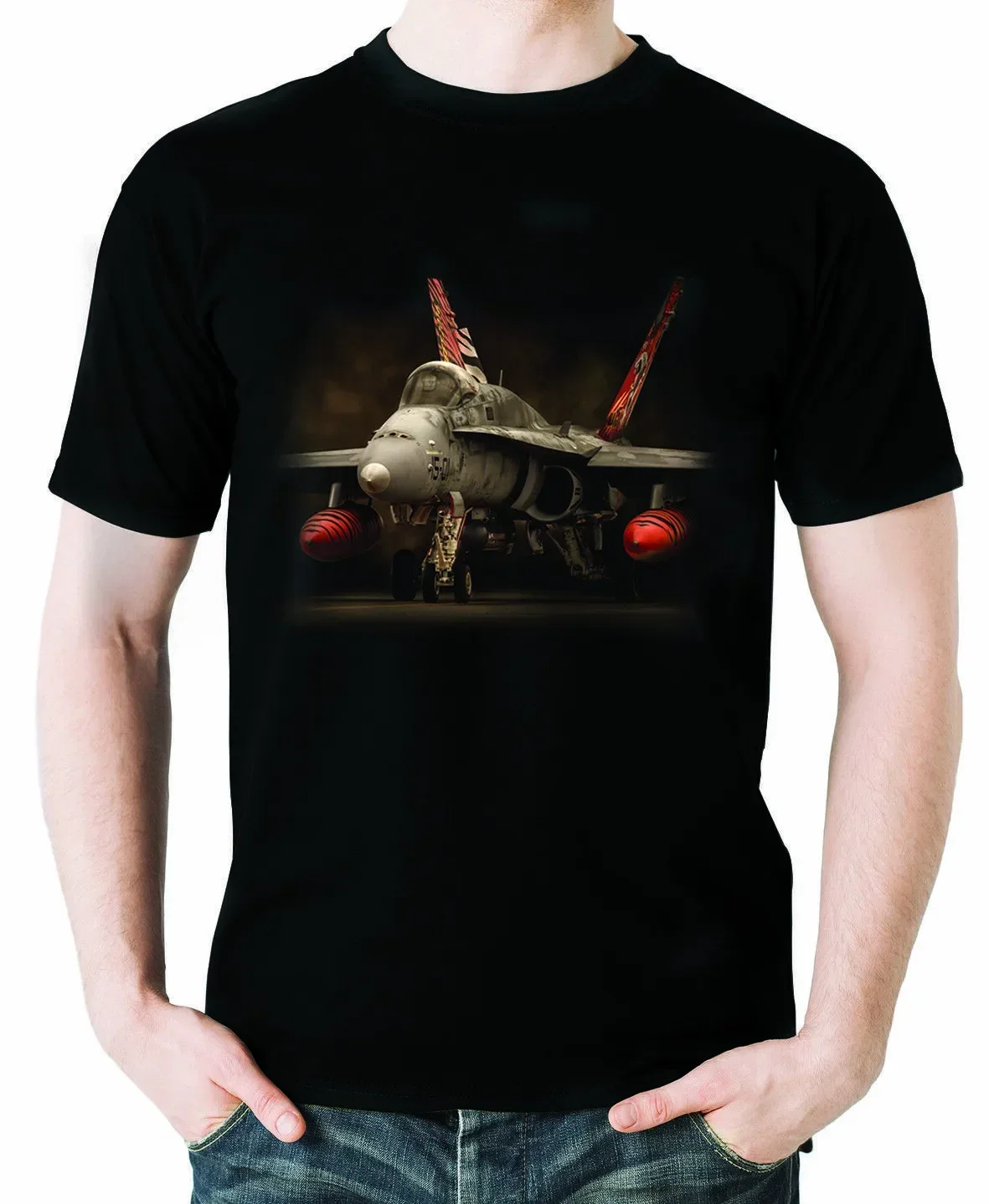 Tiger Meet F-18 Hornet fighter Aviation Themed T-Shirt 100% Cotton O-Neck Summer Short Sleeve Casual Mens T-shirt Size S-3XL