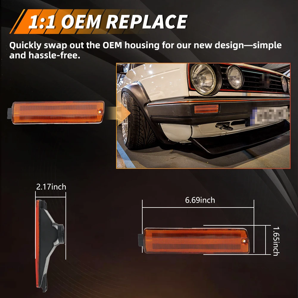 2 قطعة المصد الأمامي الجانب ماركر بدوره مصباح إشارة العلب ل 1990-1992 VW Golf Mk2 II A2 GTi Jetta لا لمبة/المقبس وشملت #3