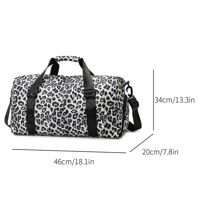 حقيبة رياضية ولياقة بدنية عصرية بطبعة جلد الفهد مع حجرة أحذية مستقلة، حقيبة سفر، حقيبة عطلة نهاية الأسبوع بين عشية وضحاها، حقيبة يوجا، إلخ