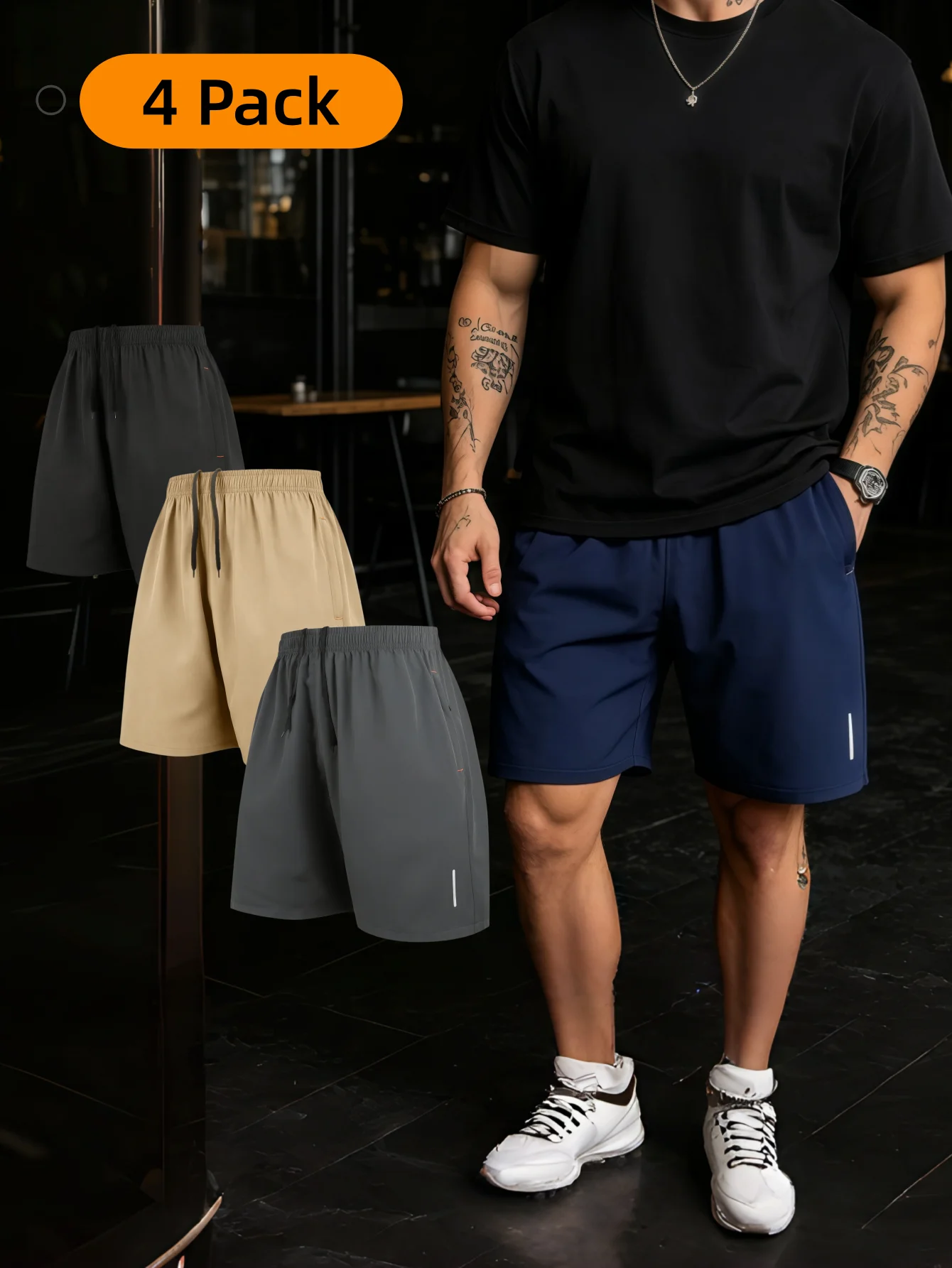 

4pcs Men's Summer Sports Shorts, Outdoor Casual Breathable Ice Silk Running Fitness Shorts