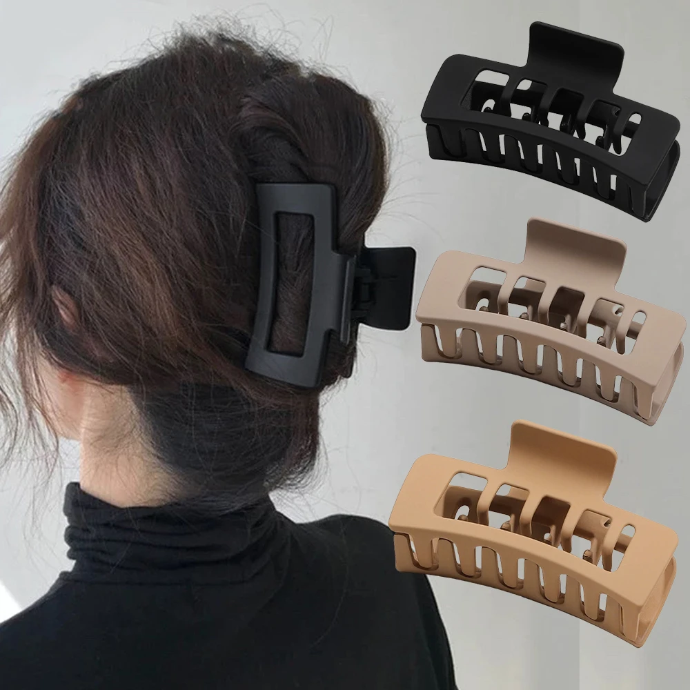 2024 Korean Fashion Double Layer Large Hair Claw Solid Acrylic Hairpin Barrette Hair Clips Crab Headwear Women Hair Accessories