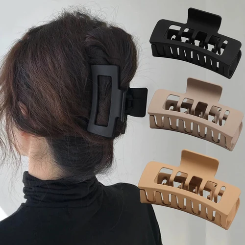 Pinza para el pelo grande de doble capa para mujer, pasador de horquilla acrílica sólida, pinzas para el pelo, tocado de cangrejo, moda coreana 2024