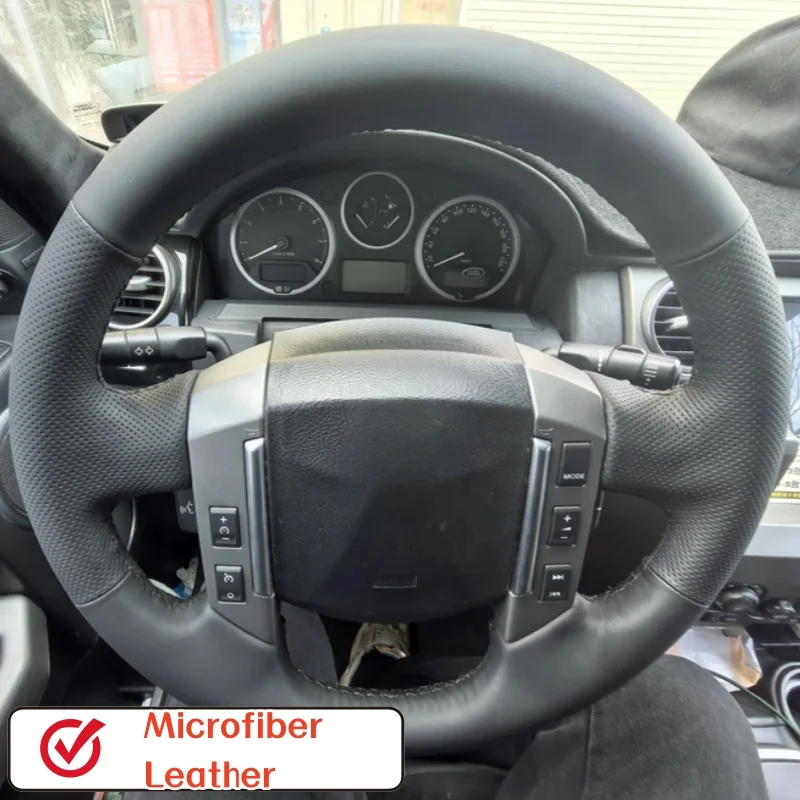 

Custom Hand-stitched Black Microfiber Leather Steering Wheel Cover For Land Rover Freelander 2 2007 2008 2009 2010 2011-2018