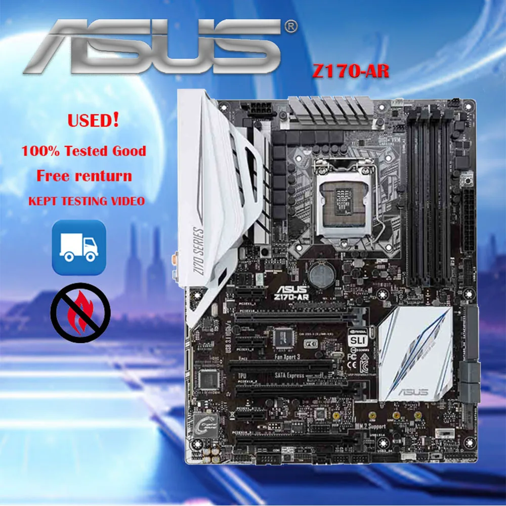 

Настольная Материнская плата ASUS Z170-AR LGA 1151 DDR4 I3 I5 I7 USB3.0 USB3.1 64 ГБ, бесплатная доставка