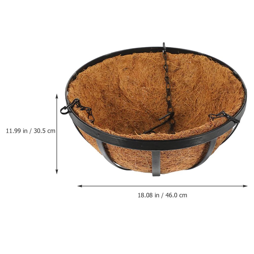 سلة معلقة من ألياف جوز الهند حاوية زراعة طبيعية للحديقة الداخلية والخارجية جدار جبل زارع شرفة أصيص زهور كبير #6