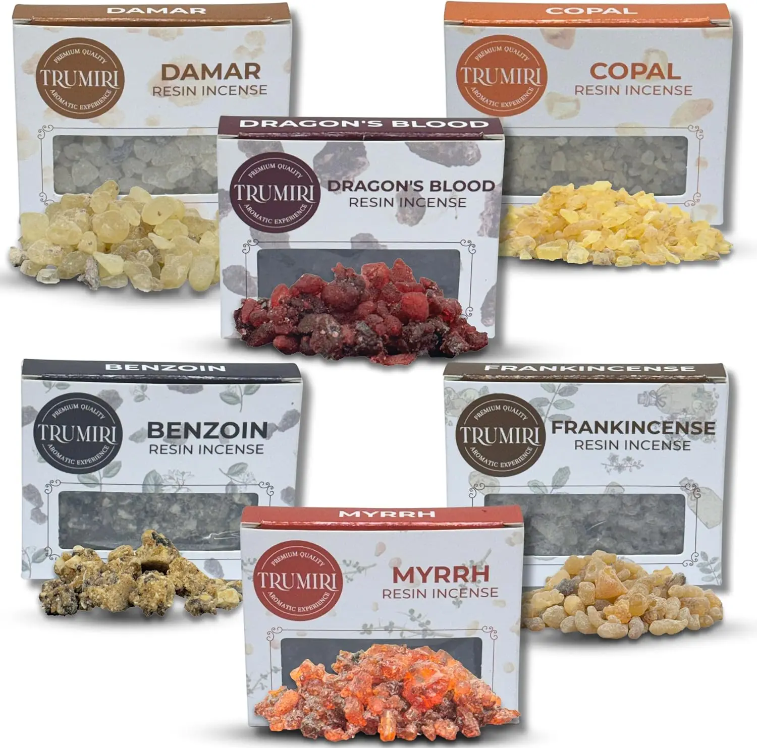Premium Natural Resin Incense Pack: Frankincense & Myrrh for Stress Relief, Dragon's Blood, Benzoin, Gum Arabic. 100% Pure