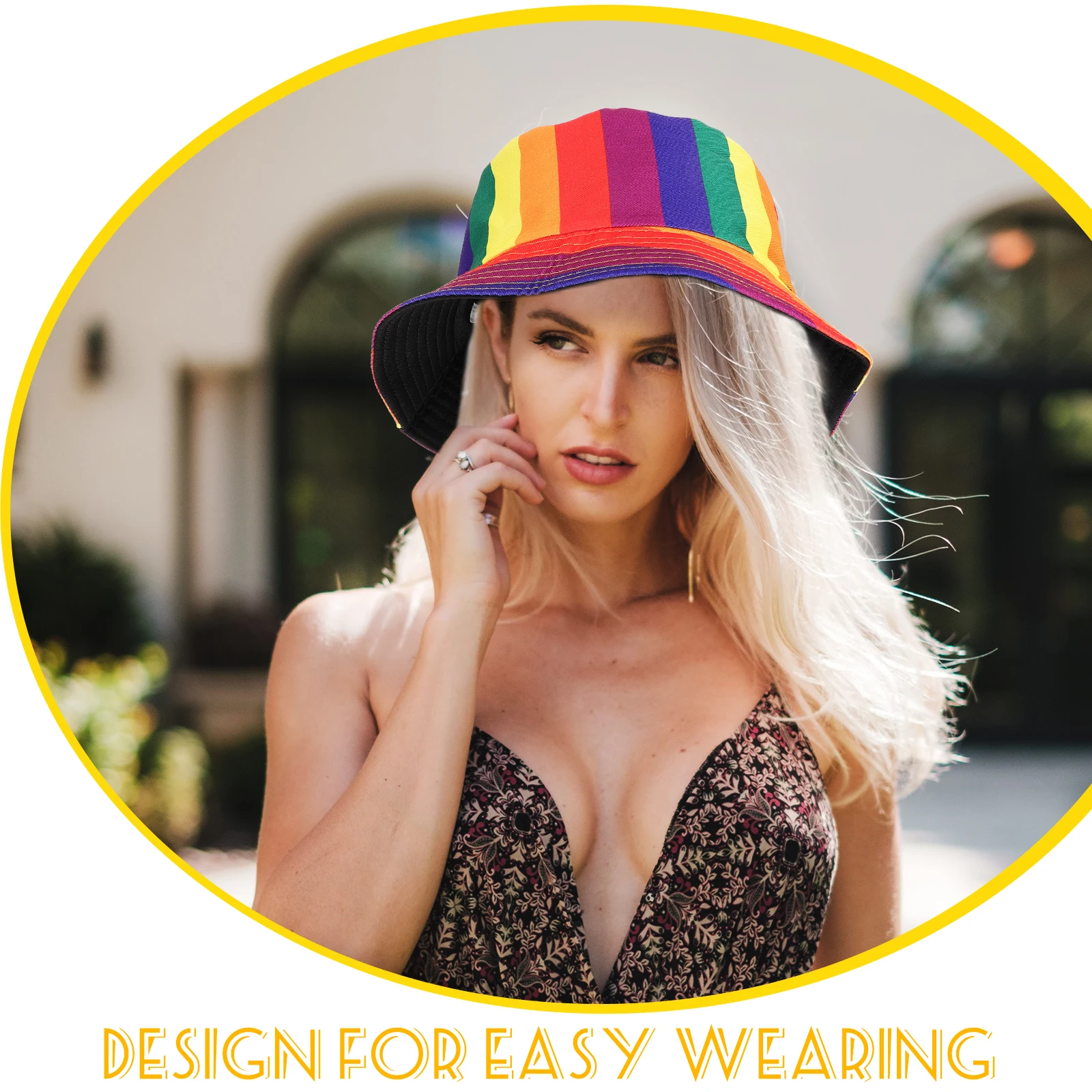

Sunscreen Bucket Hat Wide Brimmed Hat Rainbow Color Sun Protection for Men Women Lightweight Breathable Perfect for Outdoor