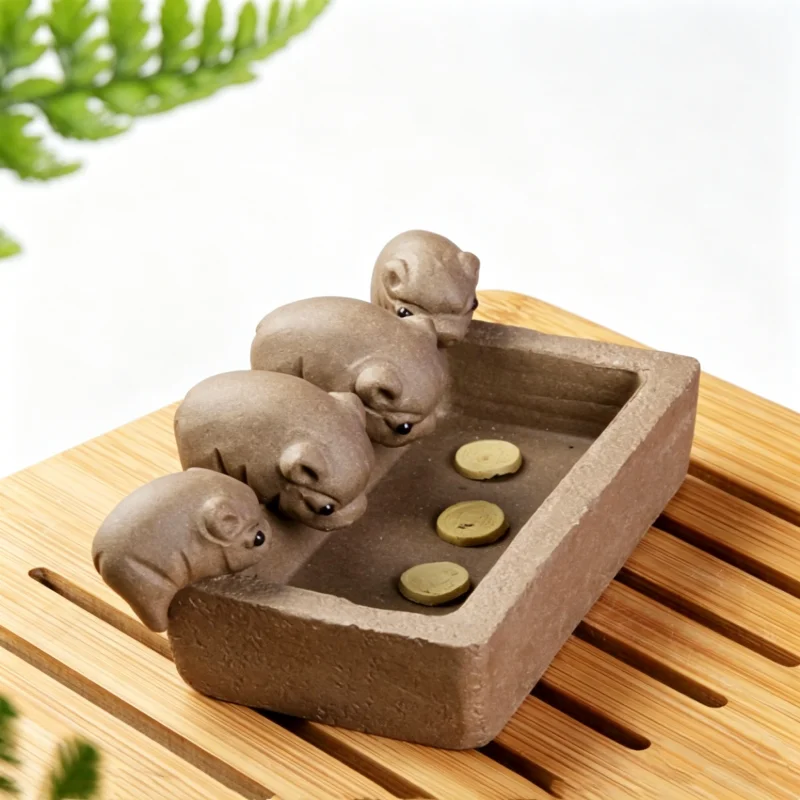 

ZiSha Tea Pet Purple Clay Tea Pet Little Pigs Drink Water Chinese Crude Pottery Kung Fu Tea Set Home Decoration Accessories