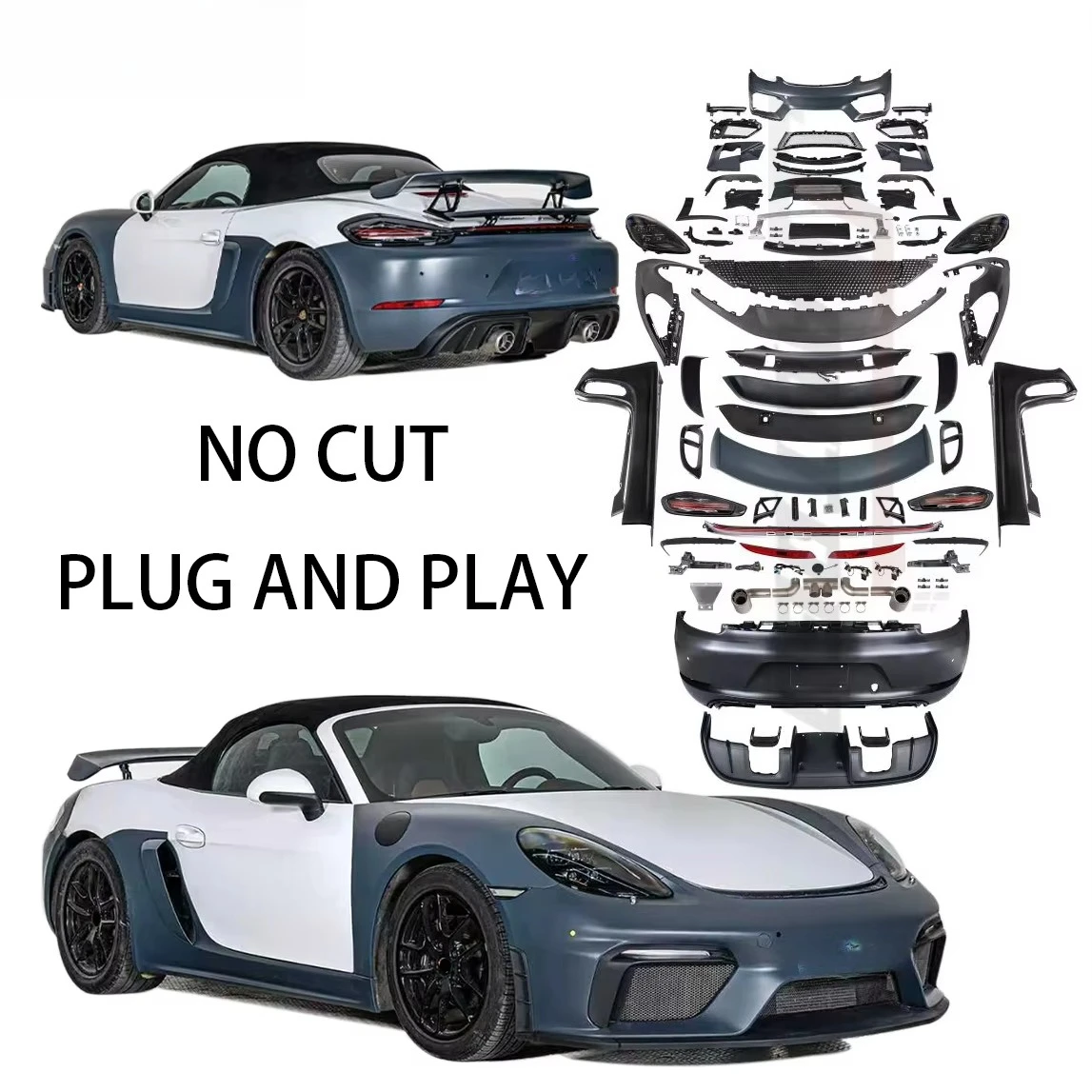 Комплект для модификации кузова STLF из PP/ABS-материала для Porsche Boxster Cayman 981 981C 12-16, обновление до версии 2023 982 GT4 718