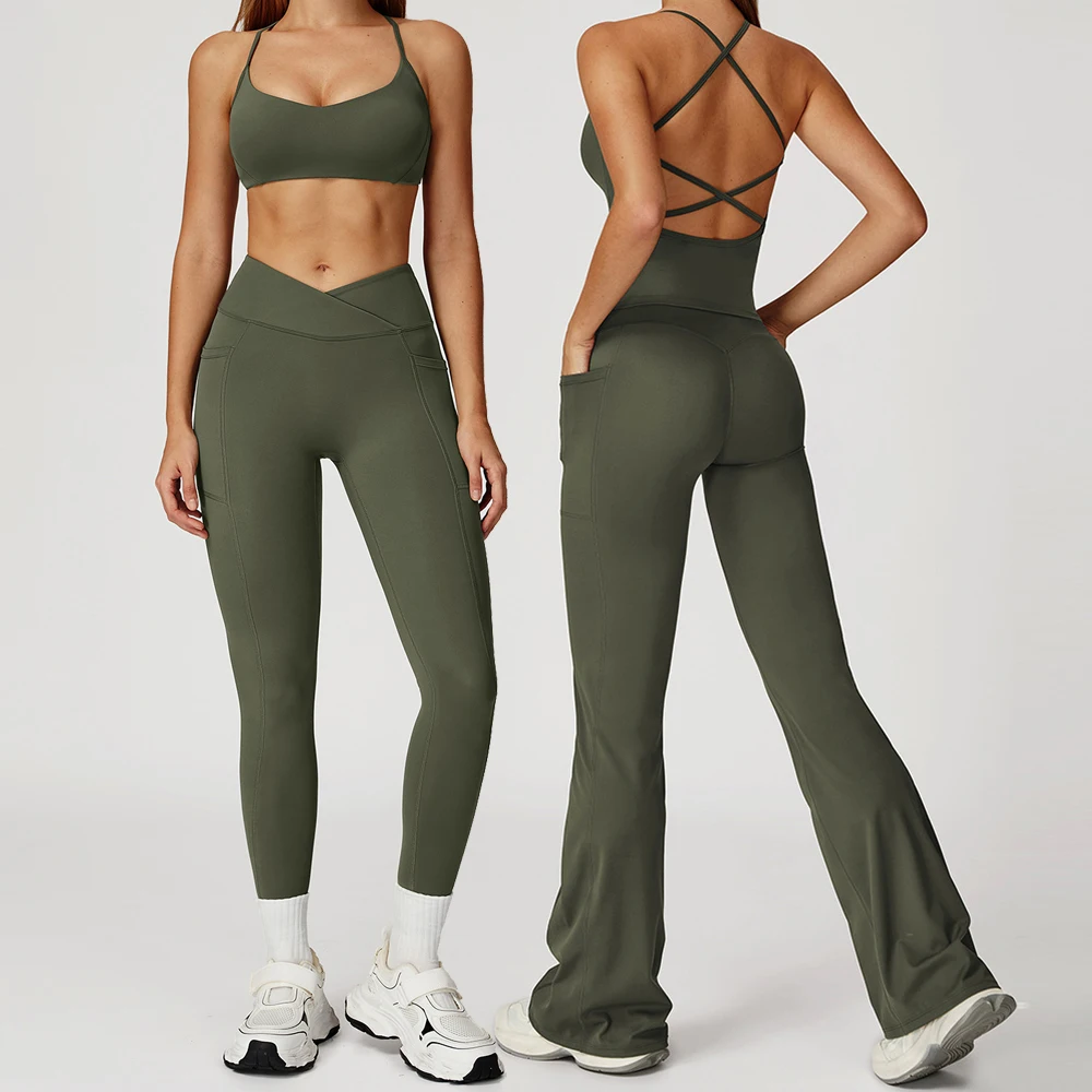 

Women Sportswear Yoga Set 2PCS Sport Suit Gym Workout Clothes Women's Tracksuits Fitness Gym Vest High Waist Sports Leggings