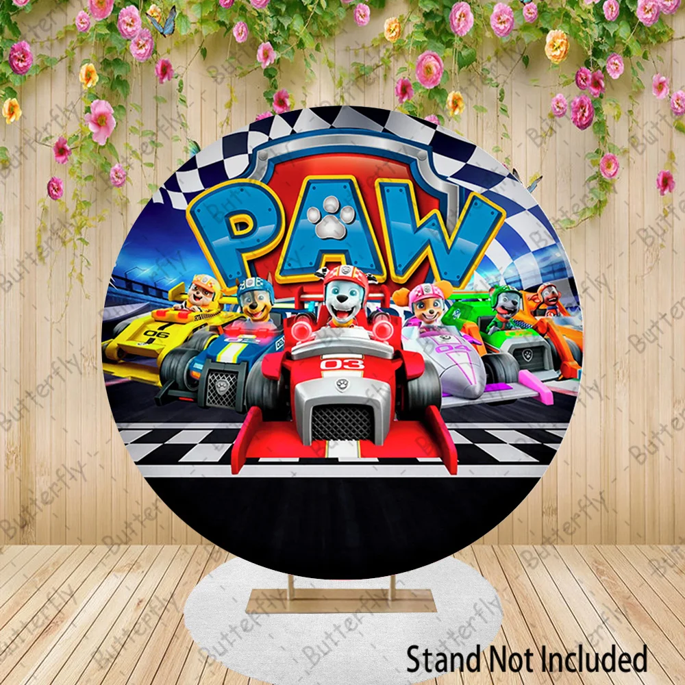 

Car Racing Chase Marshall Dog Paw Patrol Birthday Party Backdrop Cartoon Boys Round Photography Baby Shower Background Banner