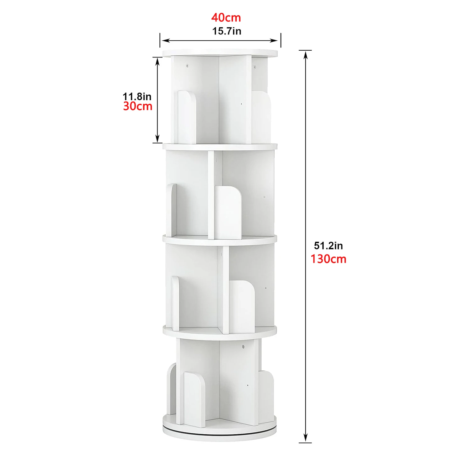 رف كتب دوار من الخشب 360 عرض 4 طبقات رف كتب زاوية منظم خزانة كتب للتخزين على الأرض لغرفة النوم وغرفة المعيشة #4