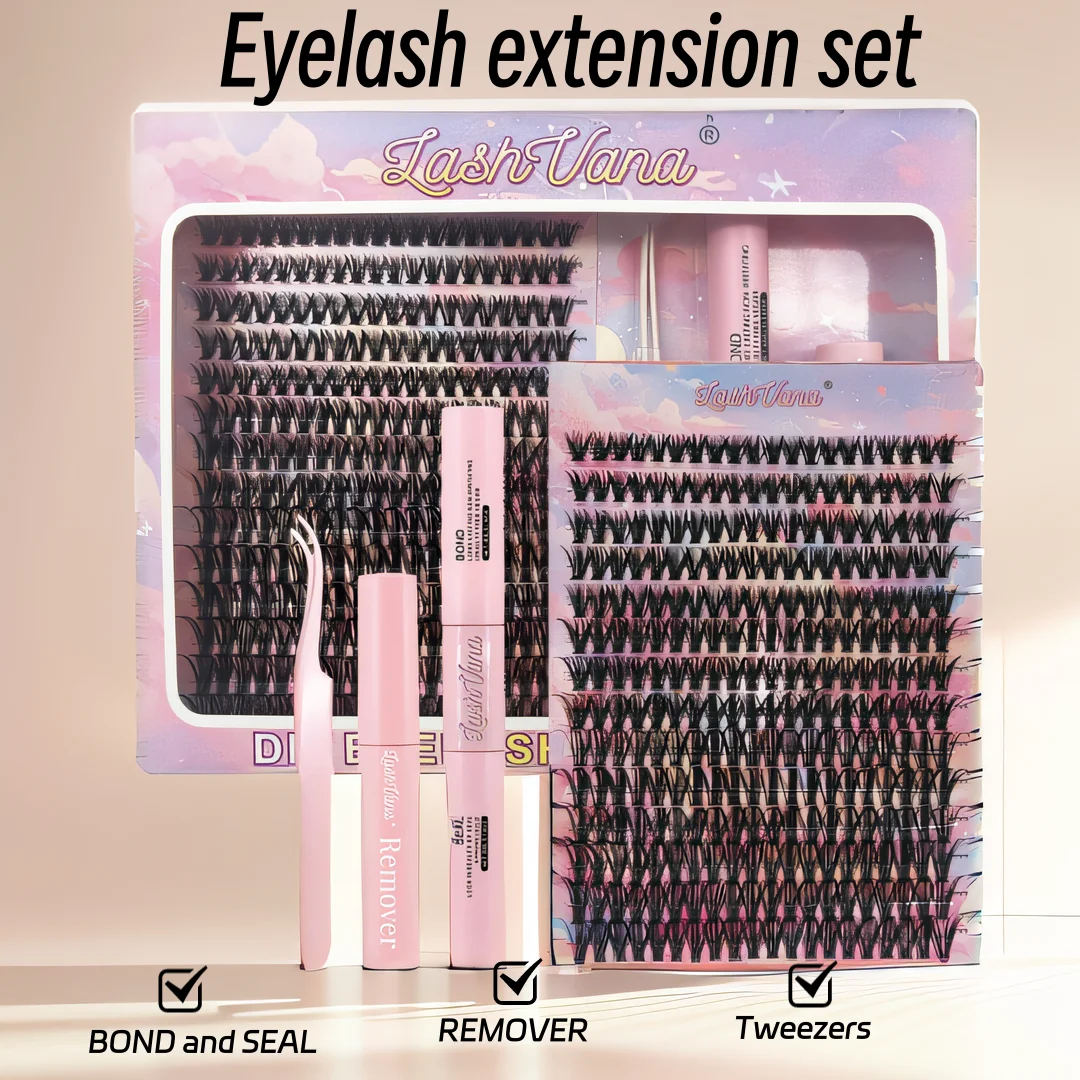 

Eyelashes 280 PCS 8-16mm Clusters Lash Bond and Seal Makeup Tools DIY Lashes Extension Kit for Gluing Lashes Gluing Glue