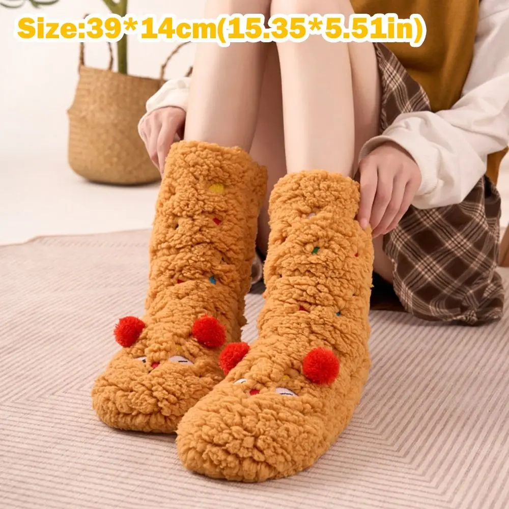 Cute Lambswool Floor Socks Embroidered Thickened Socks Cartoon Warm Sleep Socks Bedroom