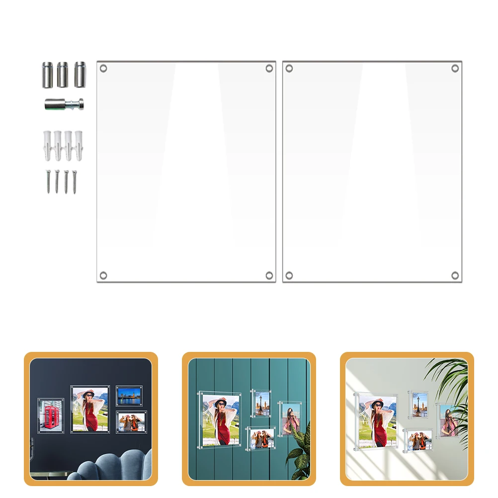 

Picture Frame Acrylic Photo Frames for Wall Decorate Creative Frameless Clear Small