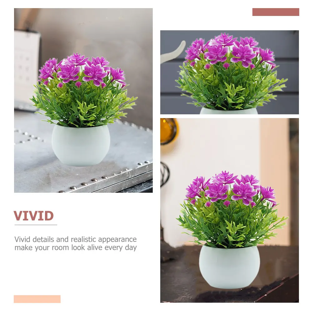 

2 Pcs Simulated Small Flower Pot Plant Artificial Bonsai Realistic Indoor Plants Mini Potted Outdoor Pvc Decor Office