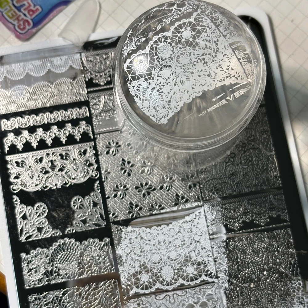 Цельная стальная пластина для ногтей, черно-белый кружевной дизайн в богемном стиле, пластины для штамповки, круглая волна, точка, цветок, узор снежинки