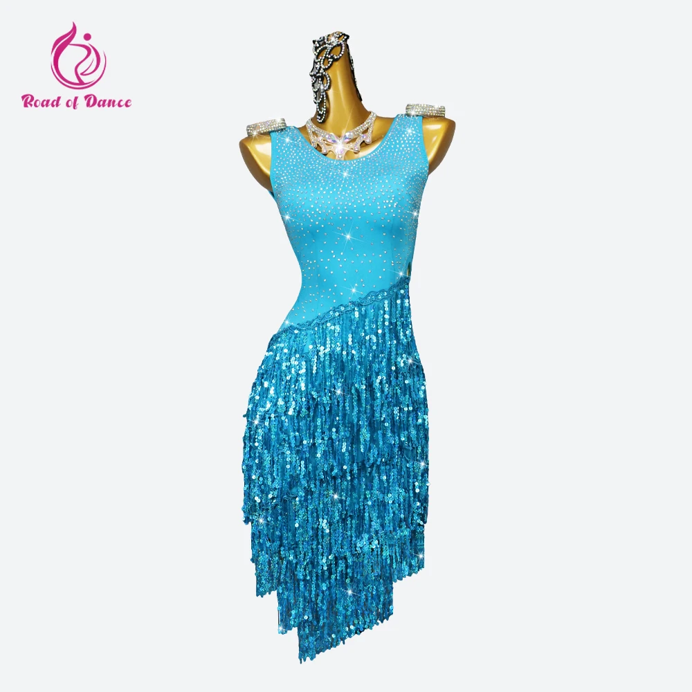2026 Latin Dance Dress Girl Costume Sexy Women Skirt Line Competition Sport American Fringe Dancewear Suit Midi Practice Clothes