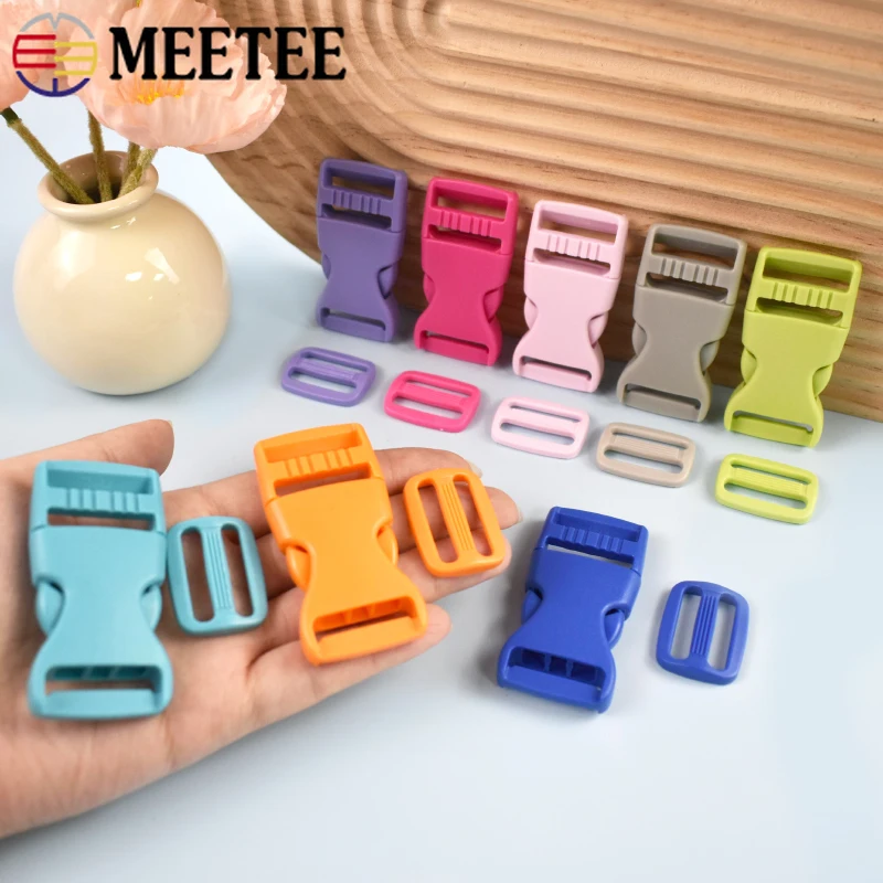 5-10Sets Meetee 15/20/25mm Plastic Release Buckle Closure Bag Strap Adjust Ring Clasp Webbing Tri-Glide Slider Hooks Accessories