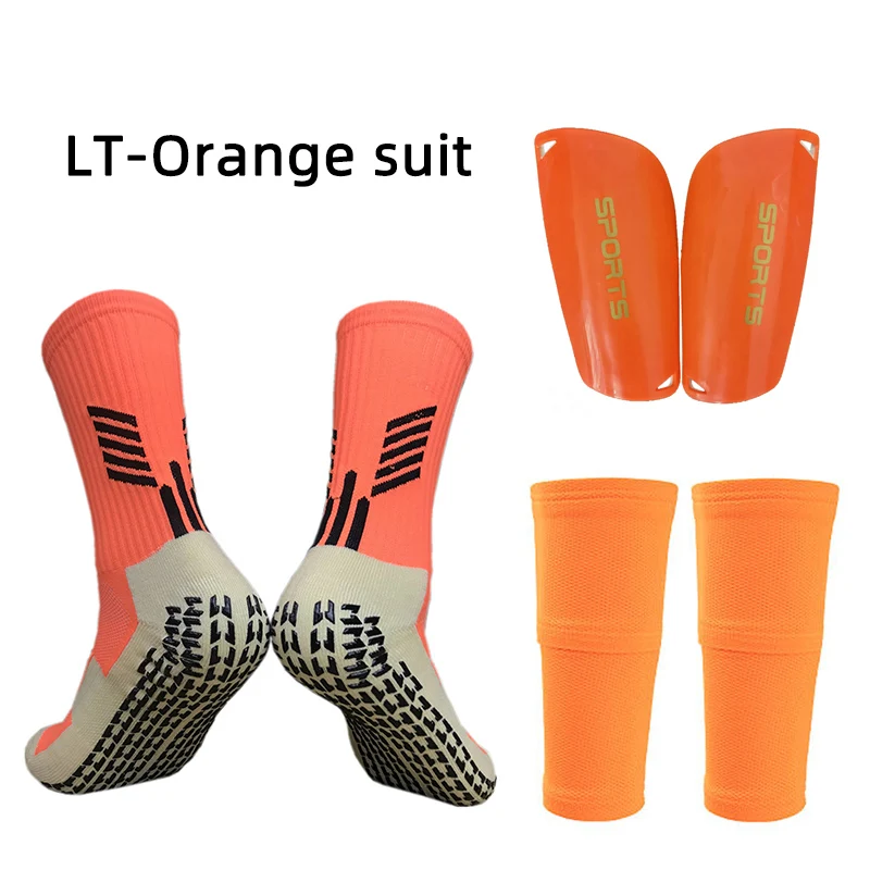 A Set Equipment Non Slip Soccer Socks Football Shin Guards Calf Sleeve With Pocket Adults Kids Sports Leg Shinguards Gear