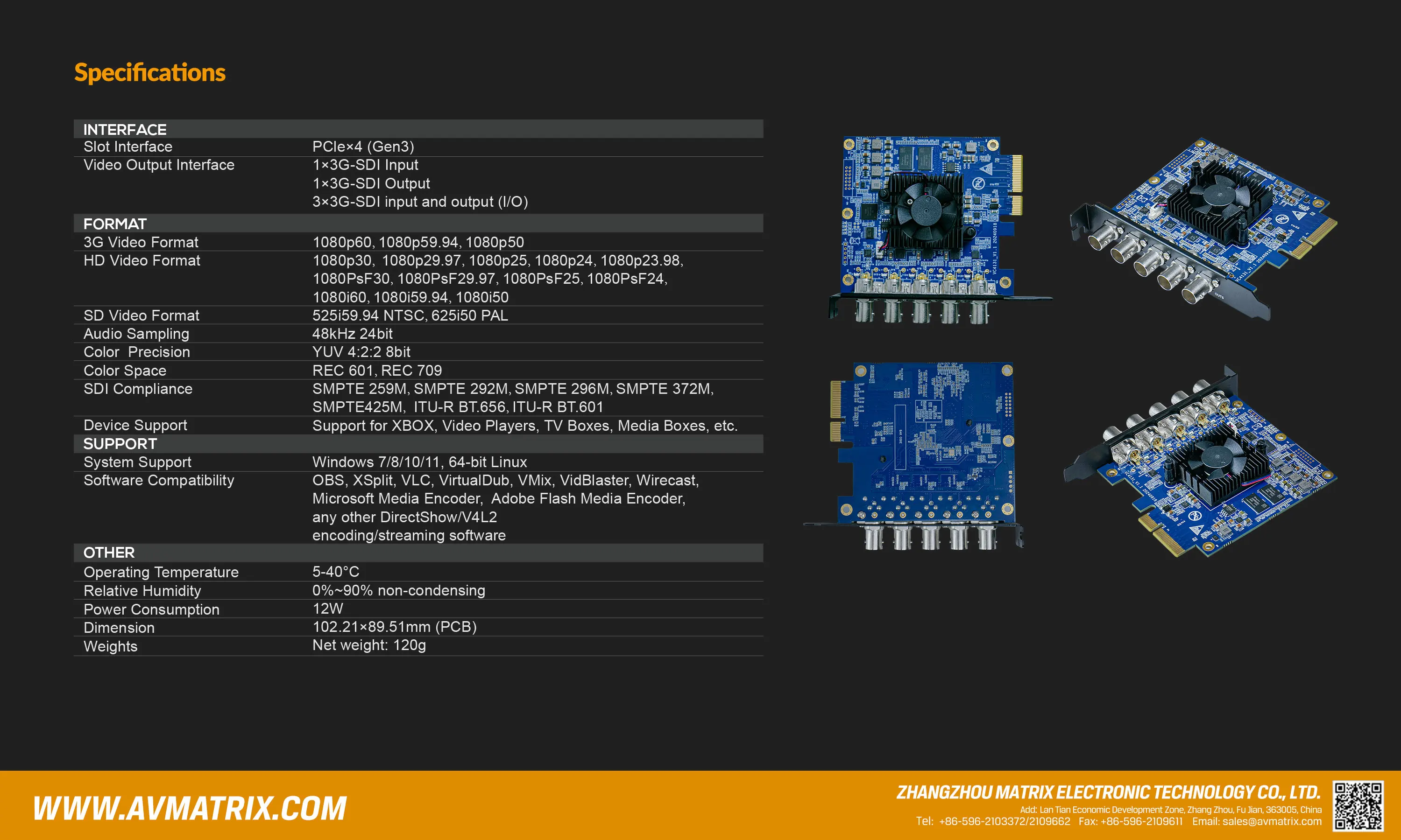 Good AVMATRIX VP51 5-Channel 3G-SDI PCIE Capture and Playback Card 1080p60 Low Latency for Live Stream VMix OBS Broadcast Studio