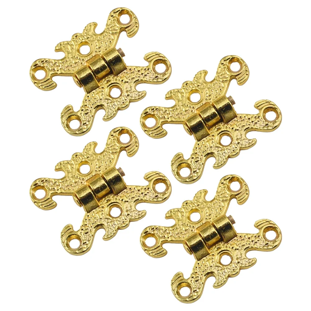 4pcs Zinc Alloy European Retro Hinge Cabinet Door Hinges Set For Craft Wooden Box Cabinet Drawer Box Home Decoration Accessories