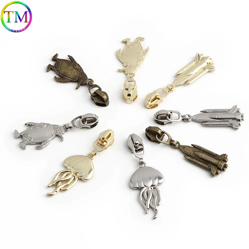 Animal Shape Metal Zipper Slider Head For Bags Purse Clothes Down Bags Zip Head Repair Zipper Buckle Bags DIY Sewing Accessorie