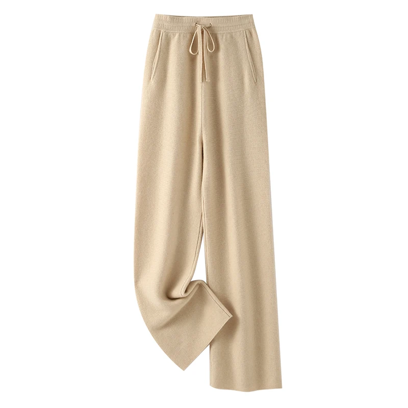 

Women's Wool Pants Autumn Winter 100% Merino Wool Straight Pants Thick Soft Worm Casual Simple Style Cashmere Trousers Korean