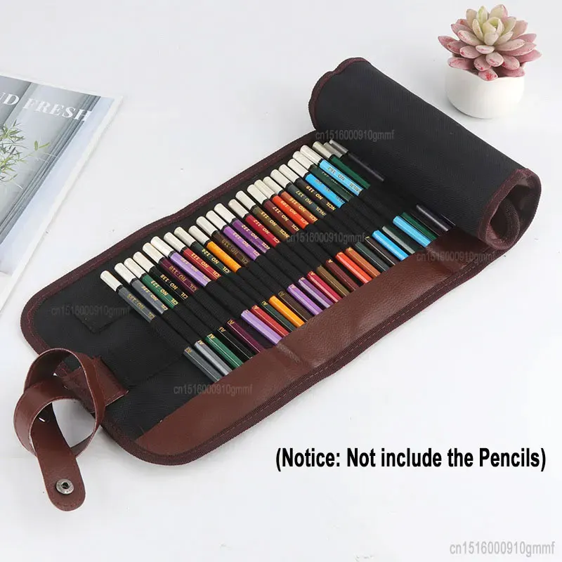 Imagem -06 - Lona Roll up Pencil Bolsa Suporte do Envoltório Bolsa de Armazenamento Art Sketch Drawing Pen Case Organizador de Papelaria Presente 24 36 48 72 Buraco Slots